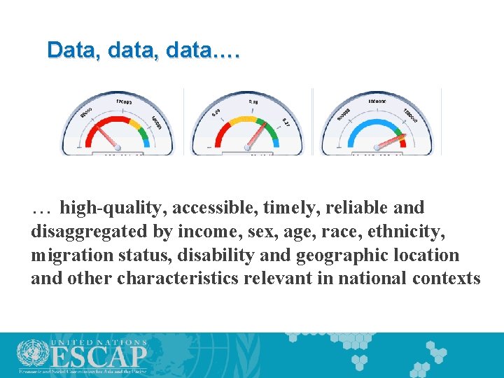 Data, data…. … high-quality, accessible, timely, reliable and disaggregated by income, sex, age, race,