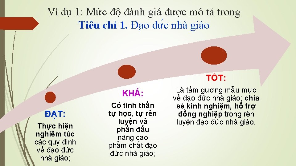 Ví dụ 1: Mức độ đánh giá được mô tả trong Tiêu chí 1.