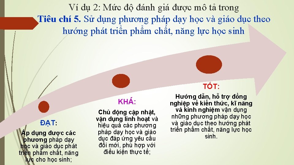 Ví dụ 2: Mức độ đánh giá được mô tả trong Tiêu chí 5. Ví dụ 2: Mức độ đánh giá được mô tả trong Tiêu chí 5.
