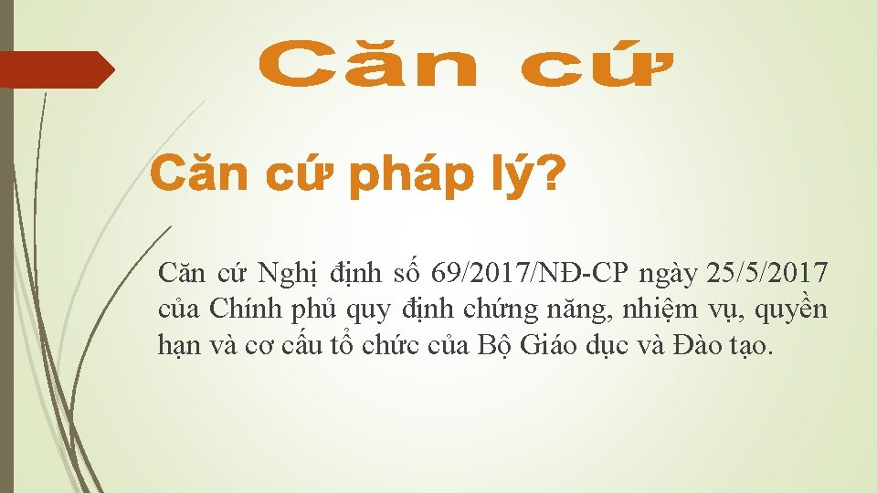 Căn cứ Nghị định số 69/2017/NĐ-CP ngày 25/5/2017 của Chính phủ quy định chứng