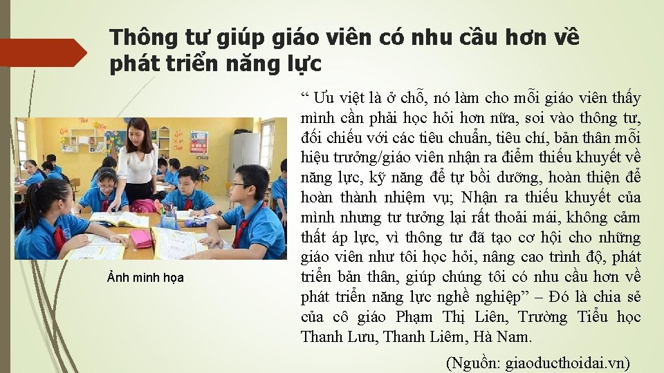 Thông tư giúp giáo viên có nhu cầu hơn về phát triển năng lực