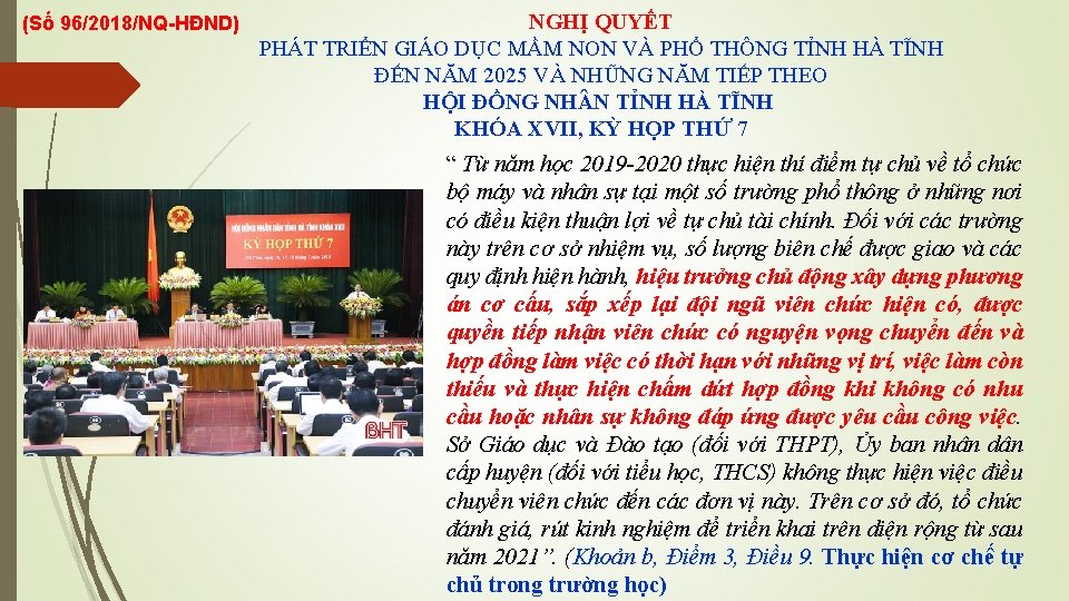 (Số 96/2018/NQ-HĐND) NGHỊ QUYẾT PHÁT TRIỂN GIÁO DỤC MẦM NON VÀ PHỔ THÔNG TỈNH