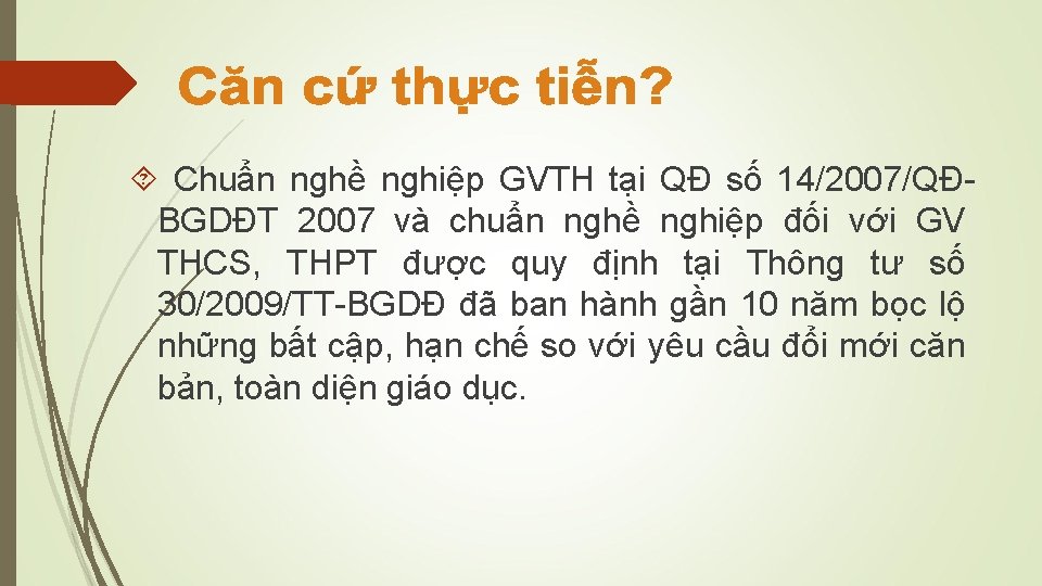  Chuẩn nghề nghiệp GVTH tại QĐ số 14/2007/QĐBGDĐT 2007 và chuẩn nghề nghiệp