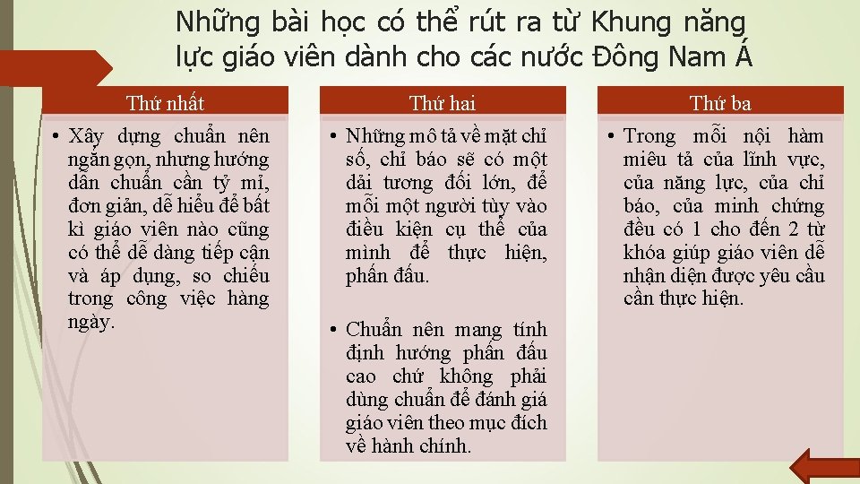 Những bài học có thể rút ra từ Khung năng lực giáo viên dành