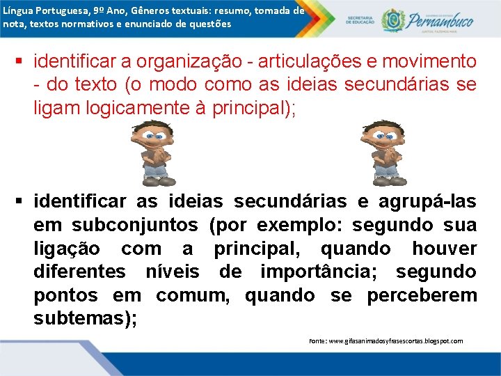 Língua Portuguesa, 9º Ano, Gêneros textuais: resumo, tomada de nota, textos normativos e enunciado