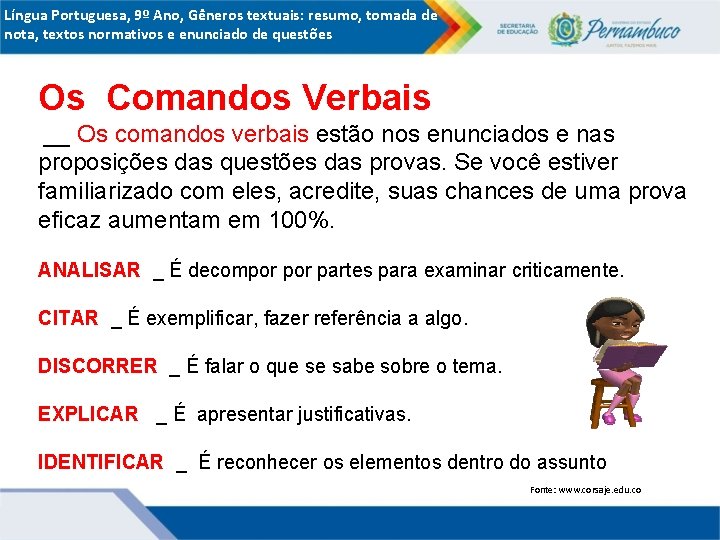 Língua Portuguesa, 9º Ano, Gêneros textuais: resumo, tomada de nota, textos normativos e enunciado