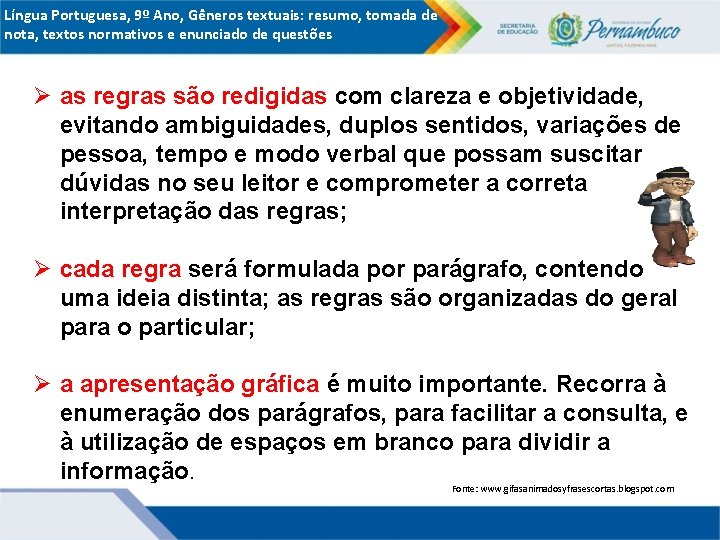 Língua Portuguesa, 9º Ano, Gêneros textuais: resumo, tomada de nota, textos normativos e enunciado