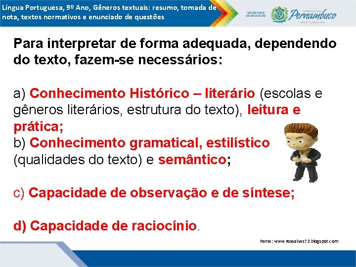 Língua Portuguesa, 9º Ano, Gêneros textuais: resumo, tomada de nota, textos normativos e enunciado