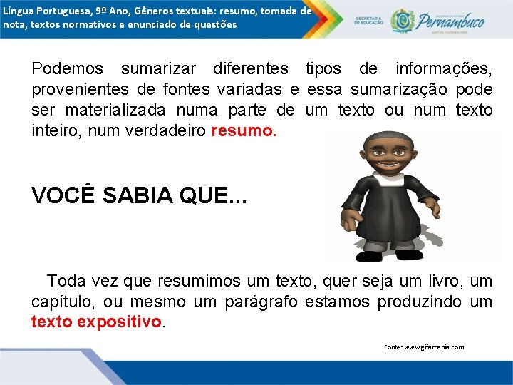 Língua Portuguesa, 9º Ano, Gêneros textuais: resumo, tomada de nota, textos normativos e enunciado