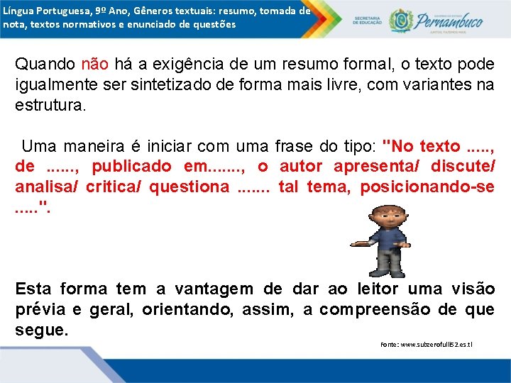 Língua Portuguesa, 9º Ano, Gêneros textuais: resumo, tomada de nota, textos normativos e enunciado