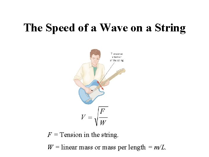 The Speed of a Wave on a String F = Tension in the string.