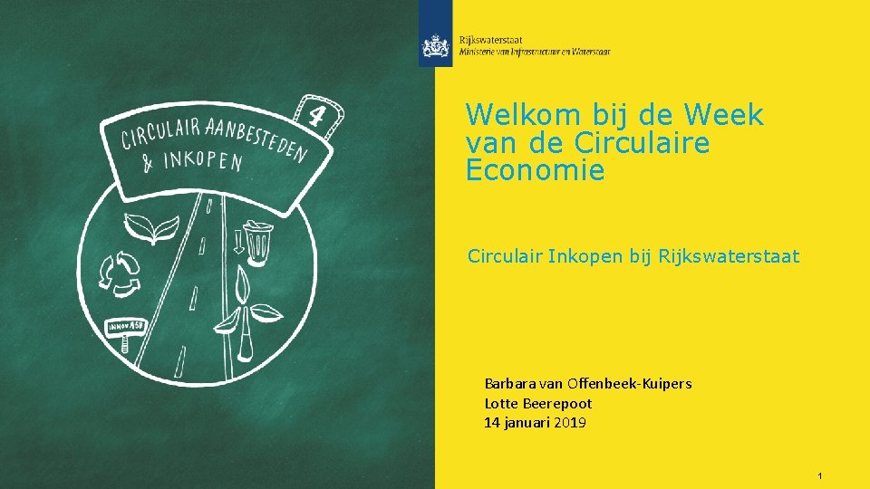 Welkom bij de Week van de Circulaire Economie Circulair Inkopen bij Rijkswaterstaat Barbara van