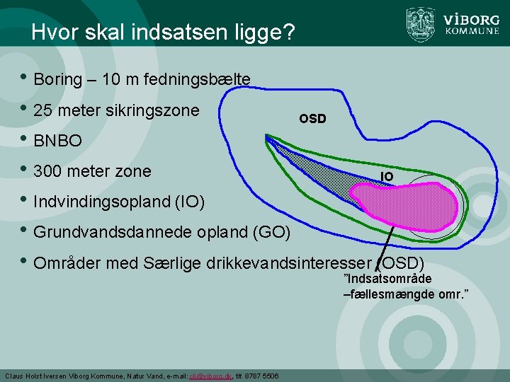 Hvor skal indsatsen ligge? • Boring – 10 m fedningsbælte • 25 meter sikringszone