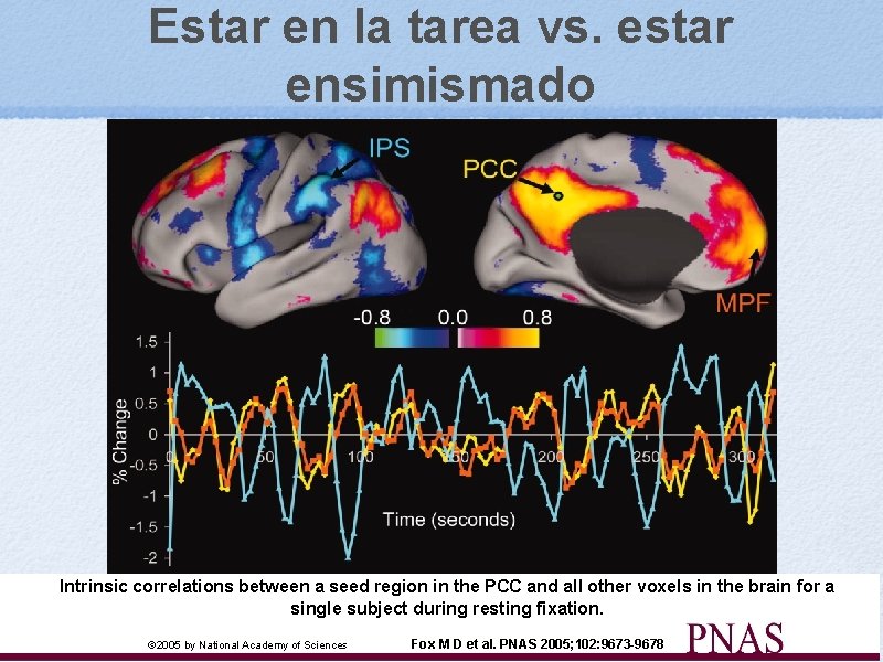 Estar en la tarea vs. estar ensimismado Intrinsic correlations between a seed region in