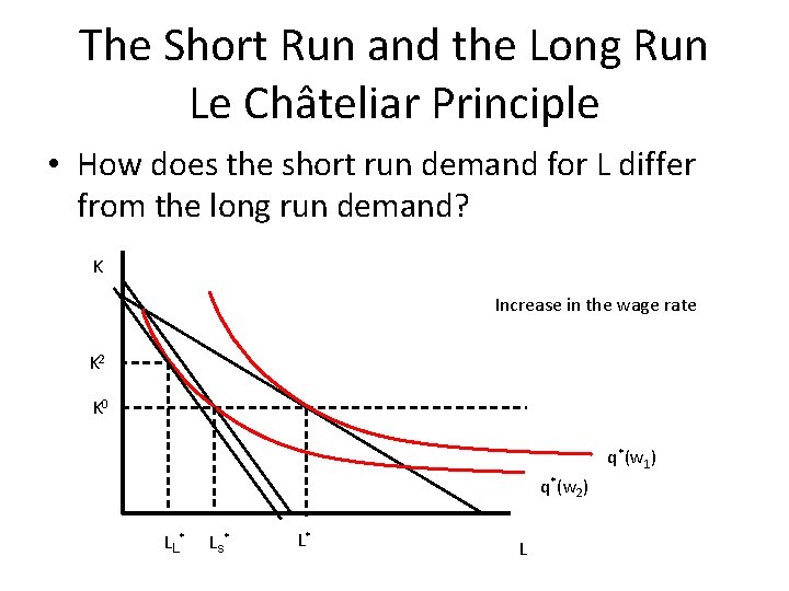 The Short Run and the Long Run Le Châteliar Principle • How does the