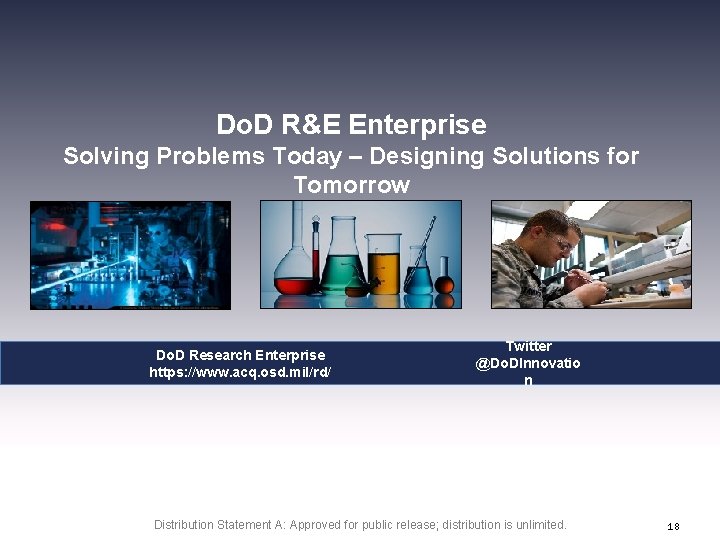 Do. D R&E Enterprise Solving Problems Today – Designing Solutions for Tomorrow Do. D Do. D R&E Enterprise Solving Problems Today – Designing Solutions for Tomorrow Do. D