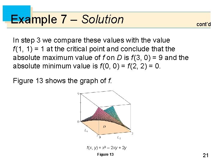 Example 7 – Solution cont’d In step 3 we compare these values with the