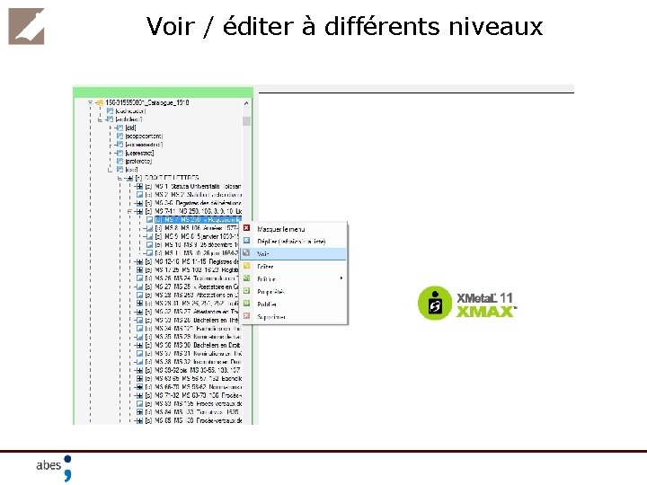 Voir / éditer à différents niveaux 