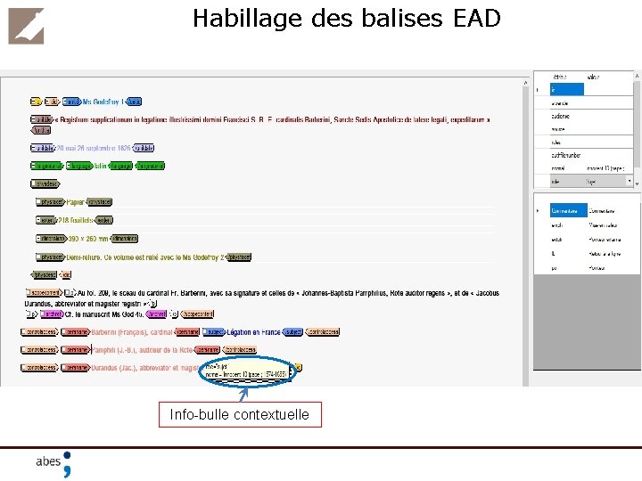 Habillage des balises EAD Info-bulle contextuelle 