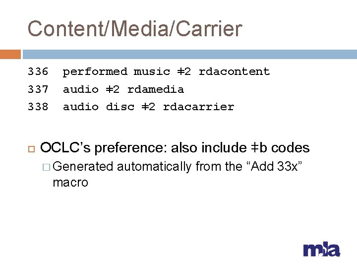 Content/Media/Carrier 336 337 338 performed music ǂ2 rdacontent audio ǂ2 rdamedia audio disc ǂ2