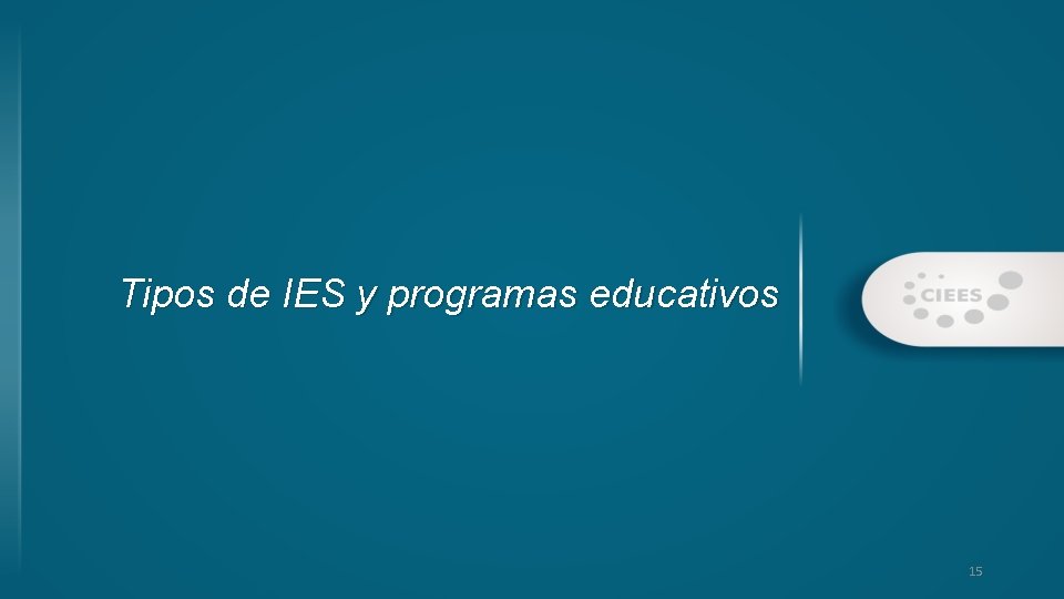 Tipos de IES y programas educativos 15 
