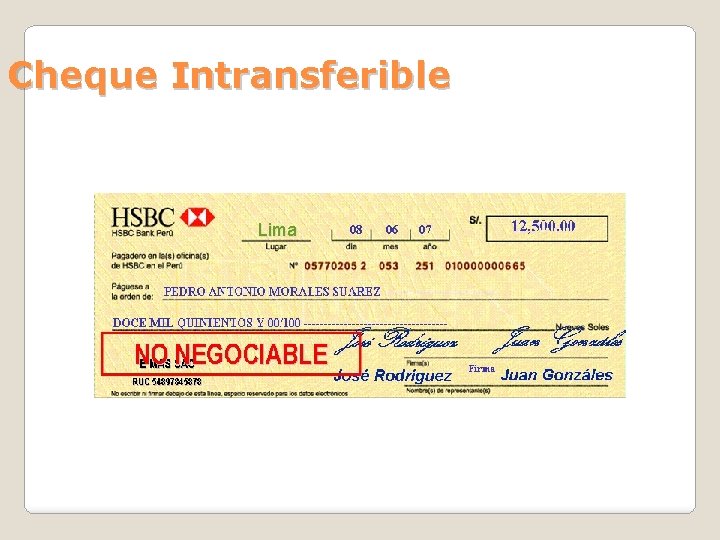 Cheque Intransferible Lima 