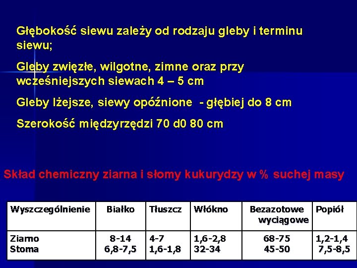 Głębokość siewu zależy od rodzaju gleby i terminu siewu; Gleby zwięzłe, wilgotne, zimne oraz Głębokość siewu zależy od rodzaju gleby i terminu siewu; Gleby zwięzłe, wilgotne, zimne oraz