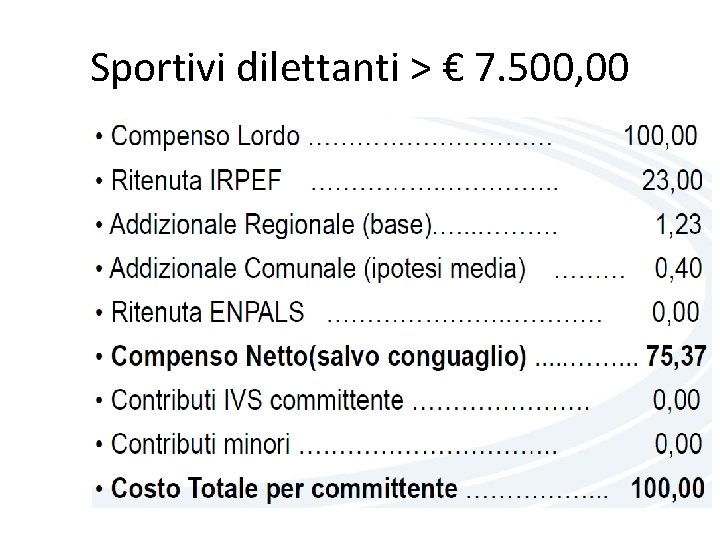 Sportivi dilettanti > € 7. 500, 00 