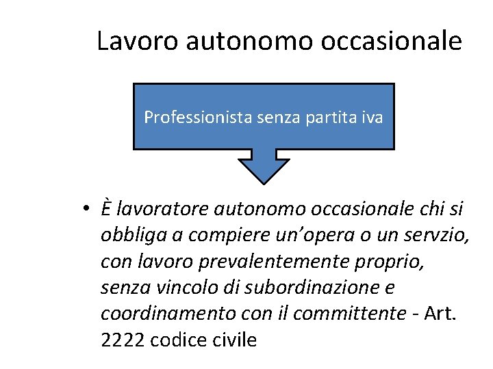 Lavoro autonomo occasionale Professionista senza partita iva • È lavoratore autonomo occasionale chi si