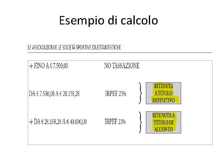 Esempio di calcolo 