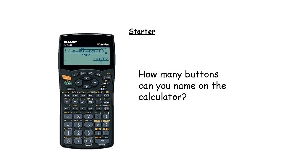 Starter How many buttons can you name on the calculator? 