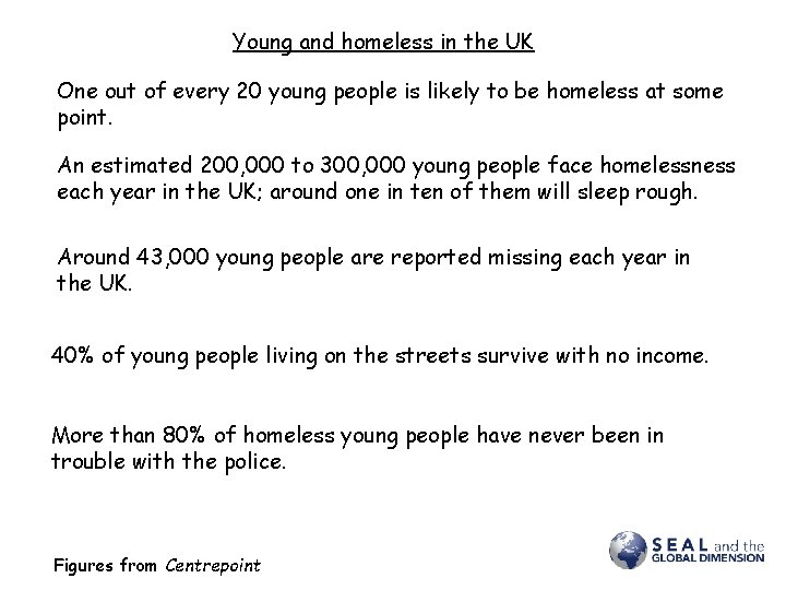 Young and homeless in the UK One out of every 20 young people is