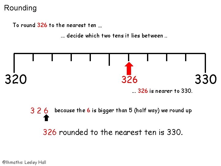 Rounding To round 326 to the nearest ten …. . . decide which two