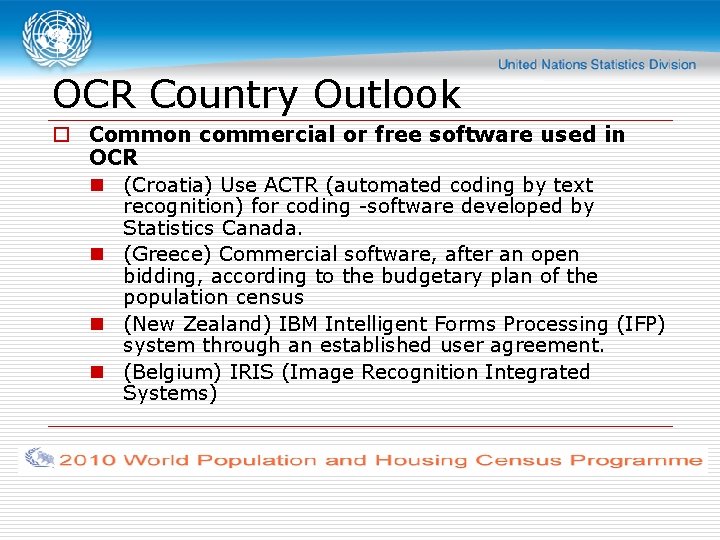 OCR Country Outlook o Common commercial or free software used in OCR n (Croatia)