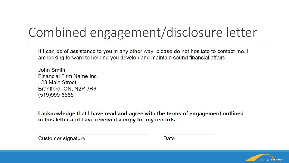 Combined engagement/disclosure letter 