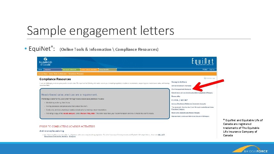 Sample engagement letters • Equi. Net®: (Online Tools & Information  Compliance Resources) ®