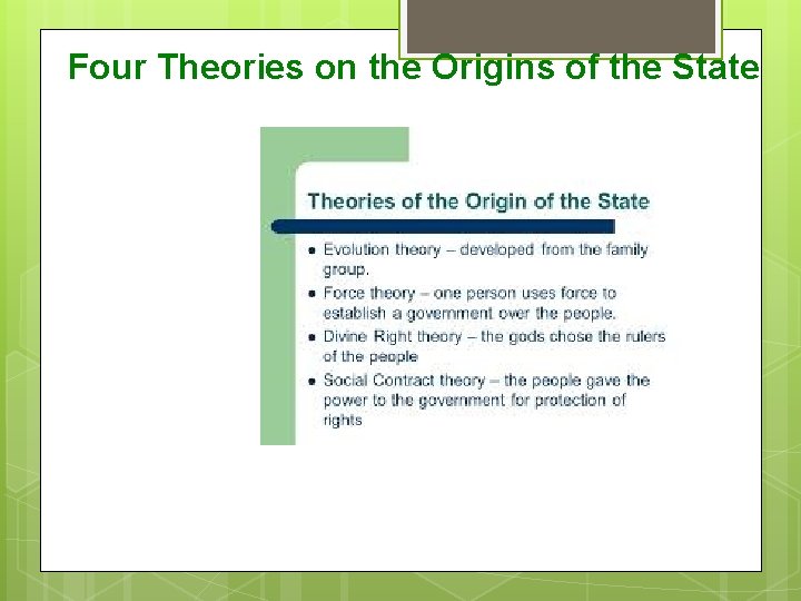 Four Theories on the Origins of the State Four Theories on the Origins of the State