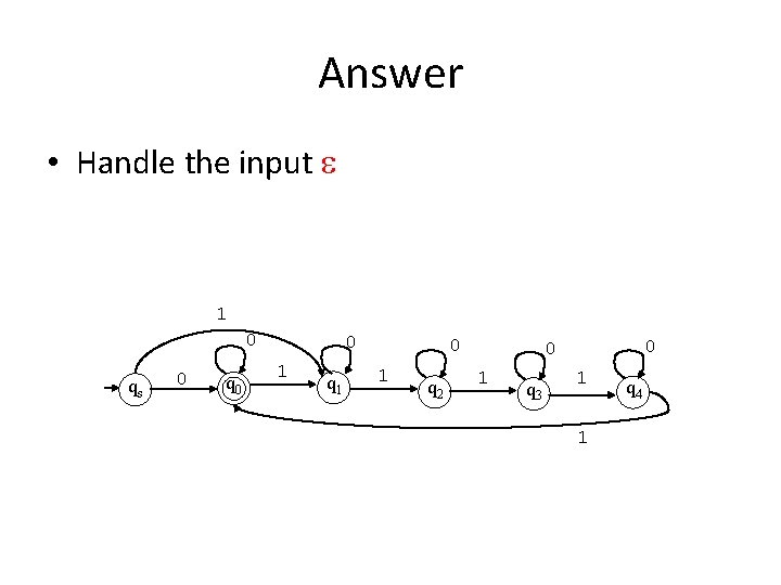 Answer • Handle the input 1 0 qs 0 q 0 0 1 q