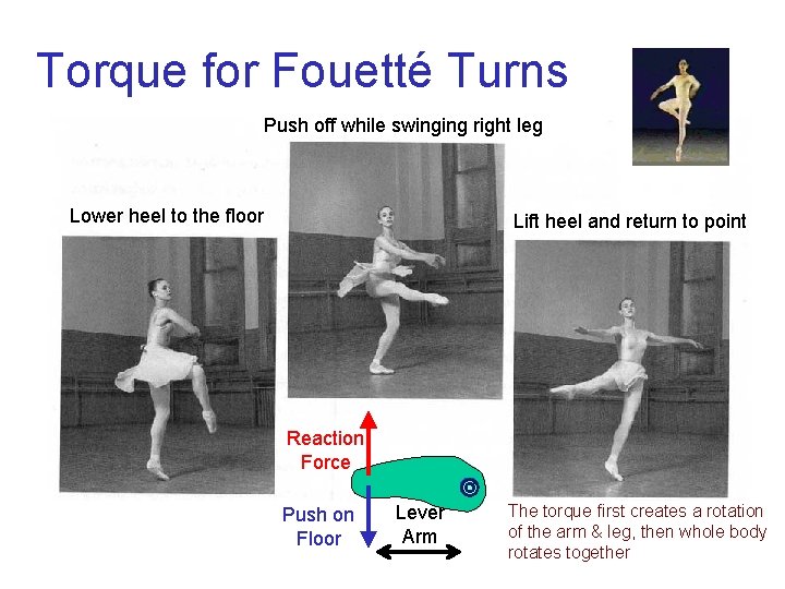 Torque for Fouetté Turns Push off while swinging right leg Lower heel to the Torque for Fouetté Turns Push off while swinging right leg Lower heel to the