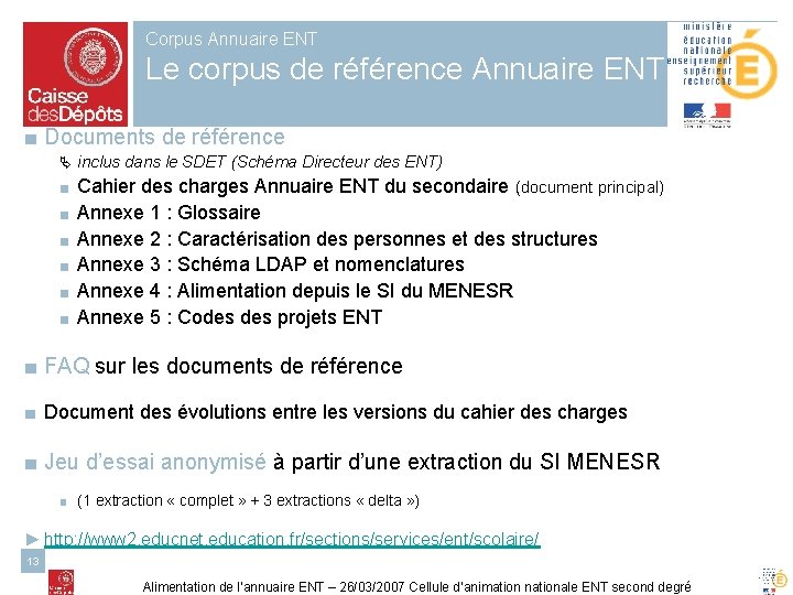 Corpus Annuaire ENT Le corpus de référence Annuaire ENT ■ Documents de référence Ä
