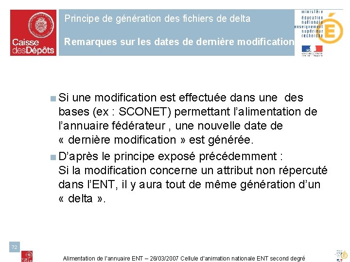 Principe de génération des fichiers de delta Remarques sur les dates de dernière modification