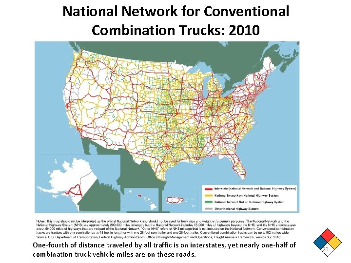 National Network for Conventional Combination Trucks: 2010 One-fourth of distance traveled by all traffic