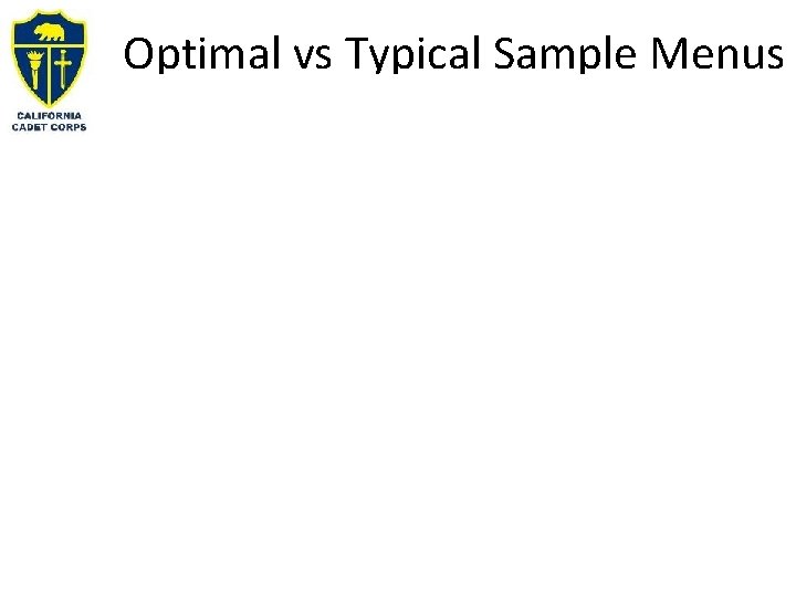 Optimal vs Typical Sample Menus 