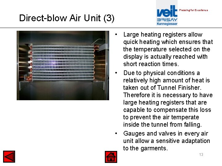 Pressing for Excellence Direct-blow Air Unit (3) • Large heating registers allow quick heating