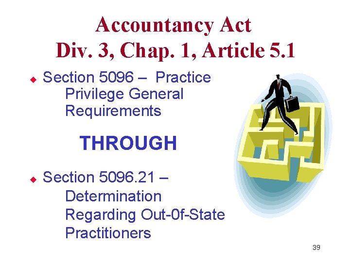Accountancy Act Div. 3, Chap. 1, Article 5. 1 u Section 5096 – Practice