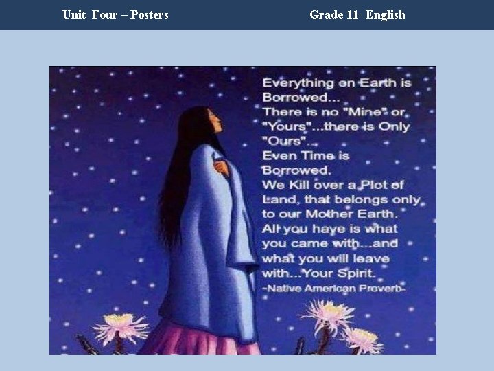Unit Four – Posters Grade 11 - English Unit Four – Posters Grade 11 - English