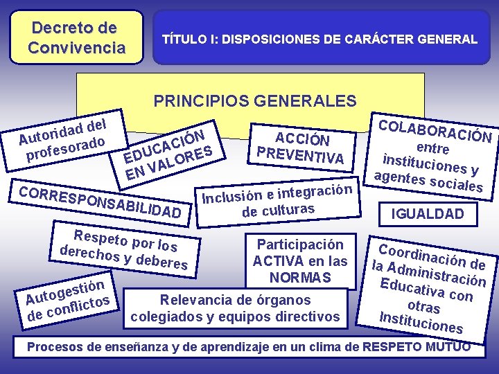 Decreto de Convivencia TÍTULO I: DISPOSICIONES DE CARÁCTER GENERAL Decreto de PRINCIPIOS GENERALES del