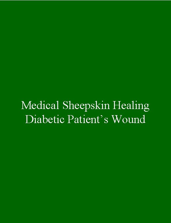 Medical Sheepskin Healing Diabetic Patient’s Wound 