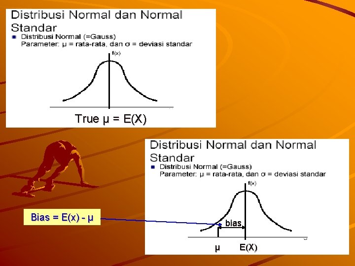 True µ = E(X) Bias = E(x) - µ bias µ E(X) 