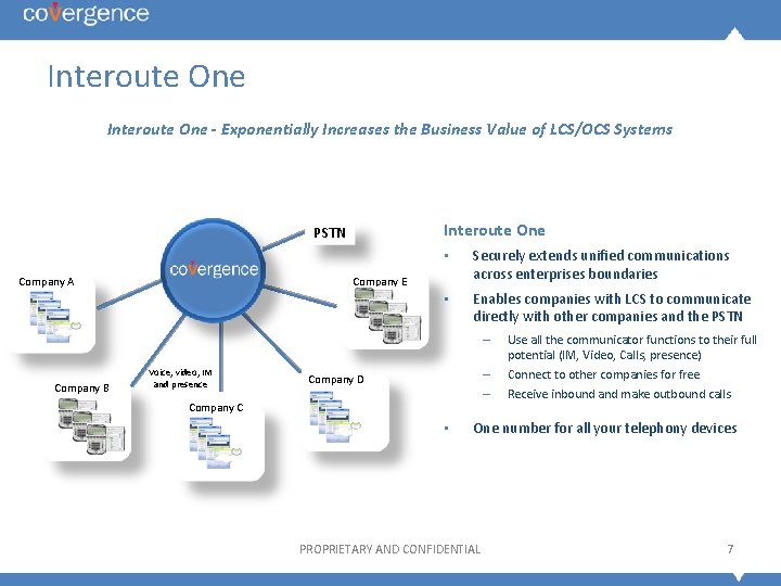 Interoute One - Exponentially Increases the Business Value of LCS/OCS Systems Interoute One PSTN